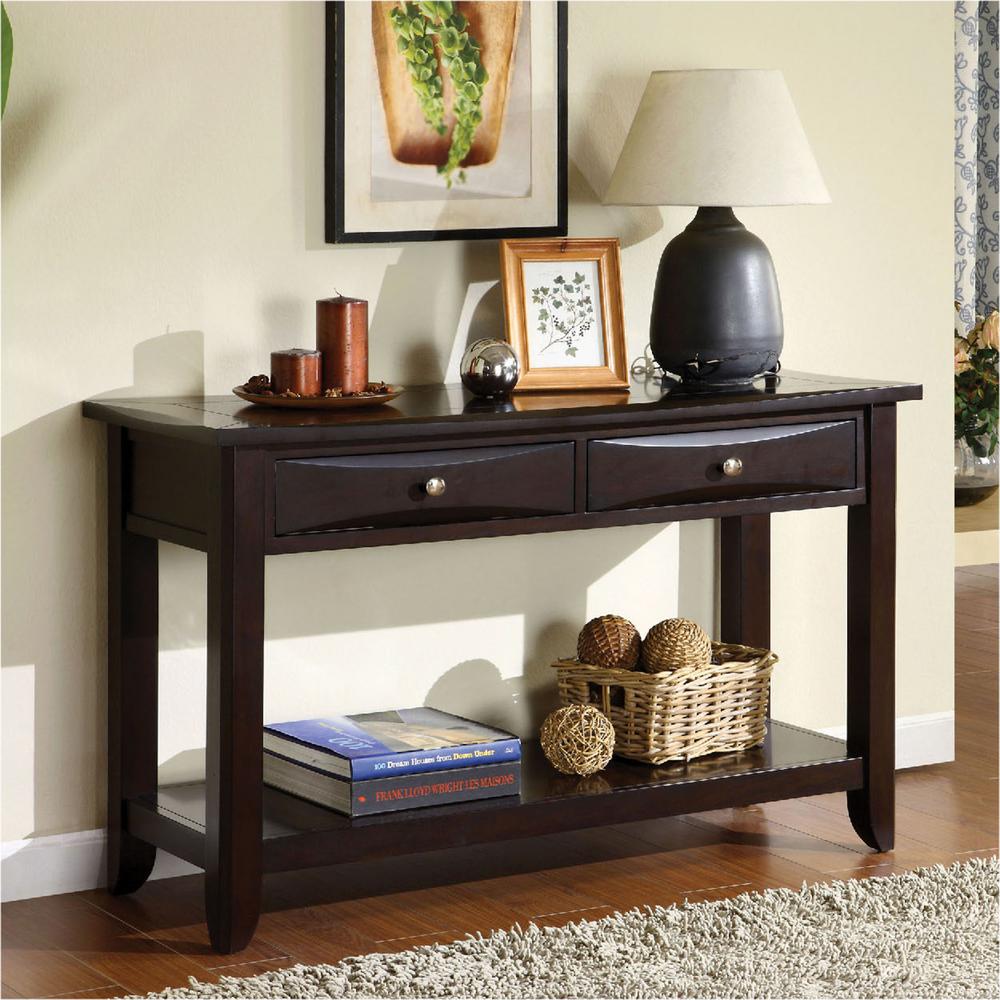 Furniture of America Baldwin Espresso Storage Console Table-CM4265DK-S - The Home Depot