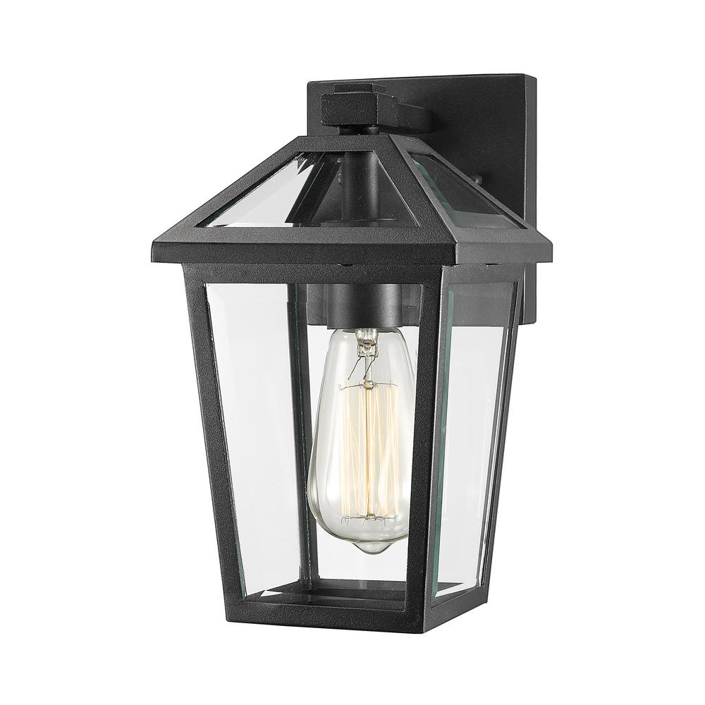 Filament Design 1 Light Black Outdoor Wall Sconce With Clear Beveled Glass Hd Te43546 The Home Depot