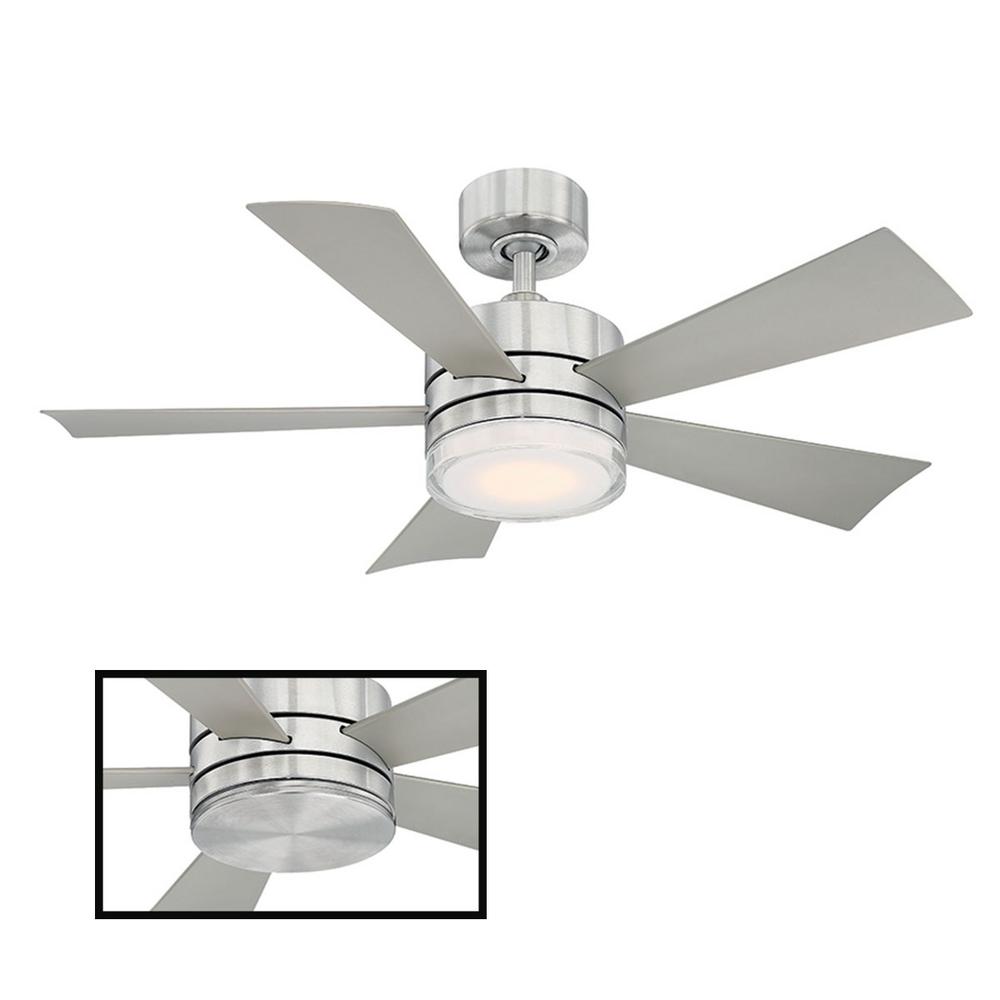 Wynd 42 In Led Indoor Outdoor Stainless Steel 5 Blade Smart Ceiling Fan With 3000k Light Kit And Wall Control