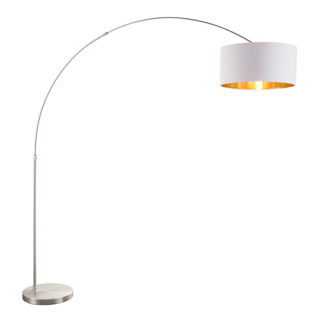 Lumisource Salon 76 In Satin Nickel Floor Lamp With White And Gold Shade Lumisource Salon 76 In Satin Nickel Floor Lamp With White And Gold Shade
