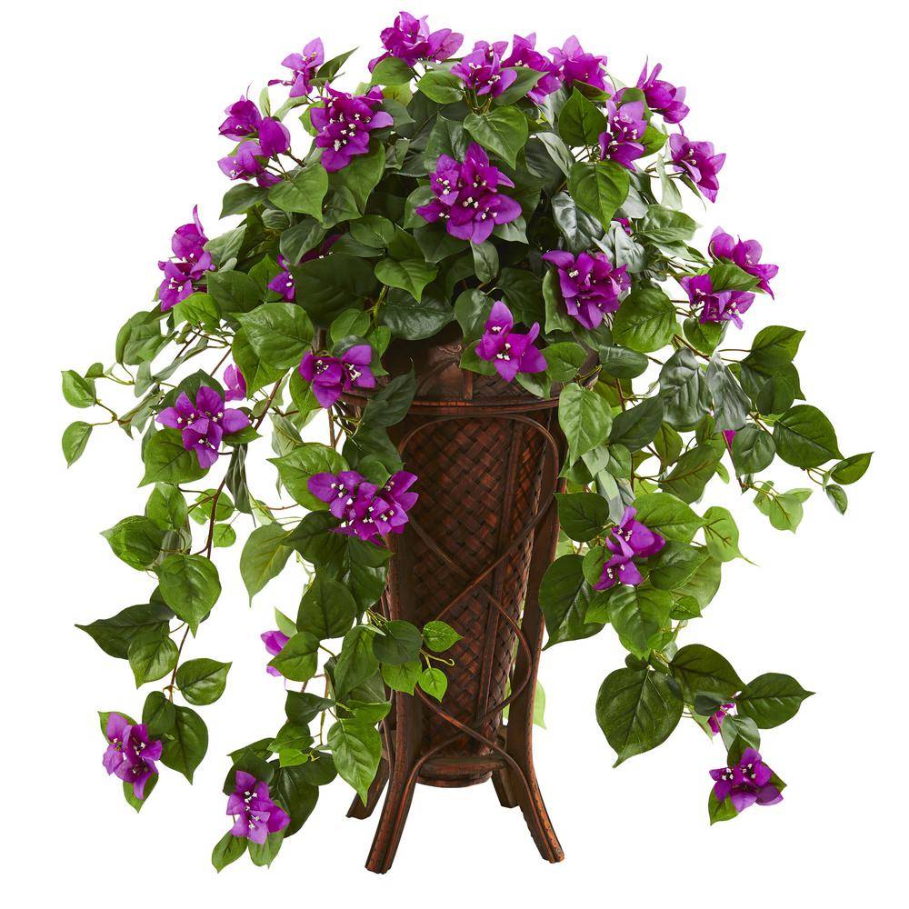 Nearly Natural Indoor 37 in. Bougainvillea Hanging ...