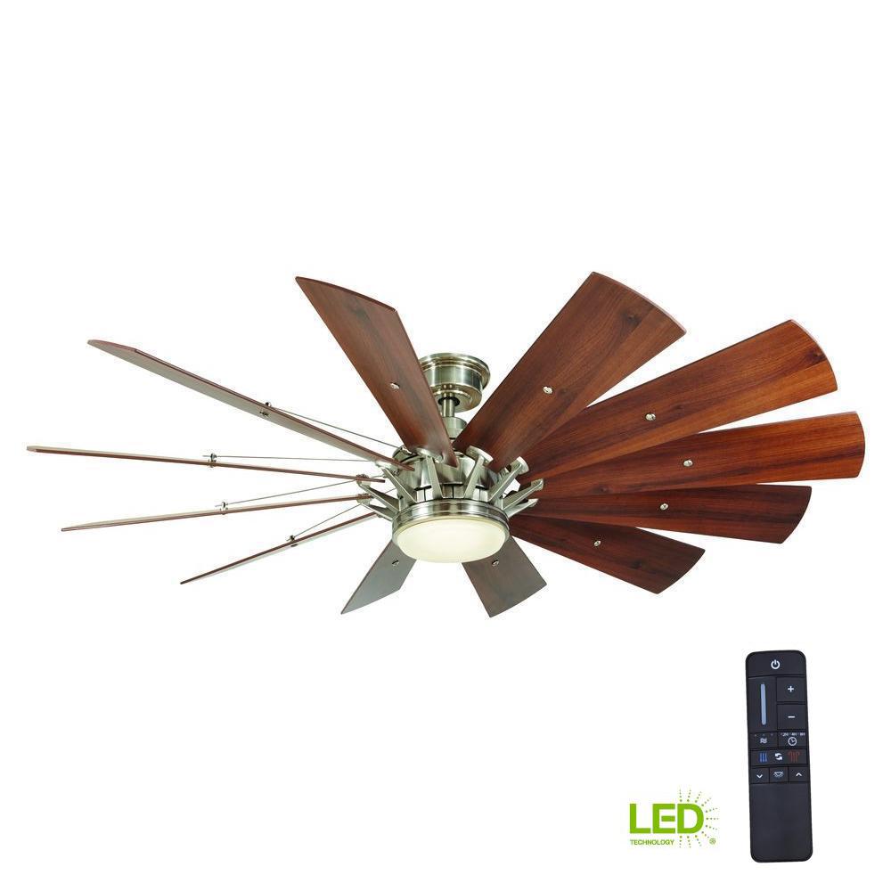 Details About Rustic Ceiling Fan 60 Inch Led Light Remote Control Farmhouse Windmill Nickel
