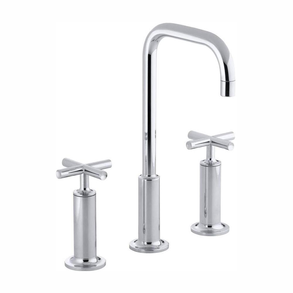 KOHLER Purist 8 in. Widespread 2-Handle Mid-Arc Bathroom Faucet in Polished Chrome with High Gooseneck Spout