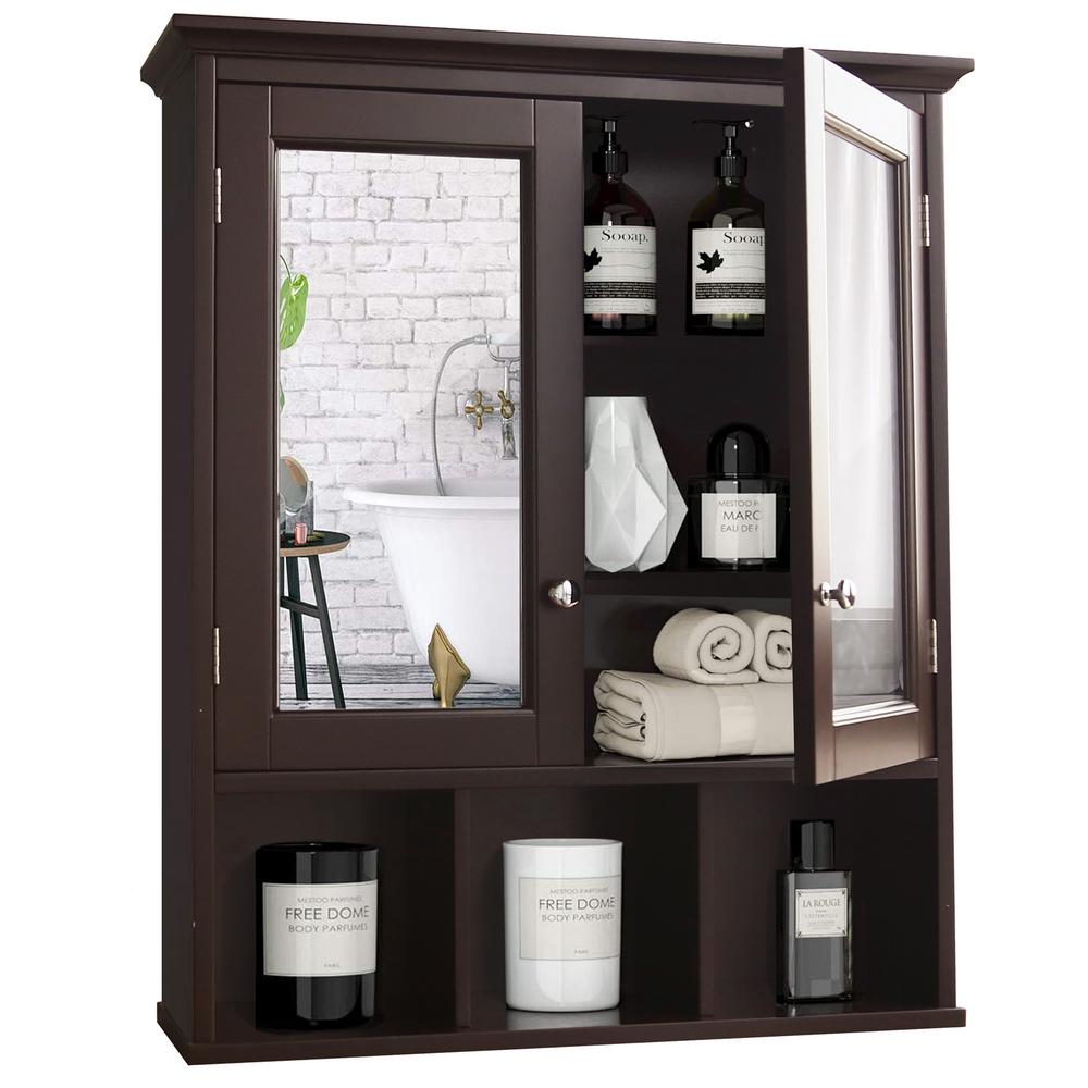 Unbranded 24 8 In W X 7 5 In D X 30 3 In H Bath Wall Mounted Cabinets Storage Organizer Medicine Cabinet In Brown Bc 003 Brown 1 The Home Depot