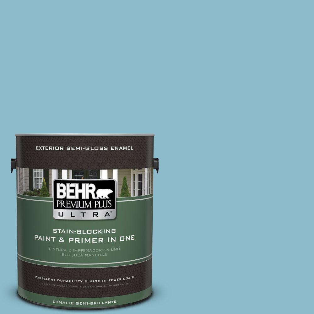 Behr Premium Plus Ultra 1 Gal S460 3 Blue Echo Semi Gloss Enamel Exterior Paint 585401 The