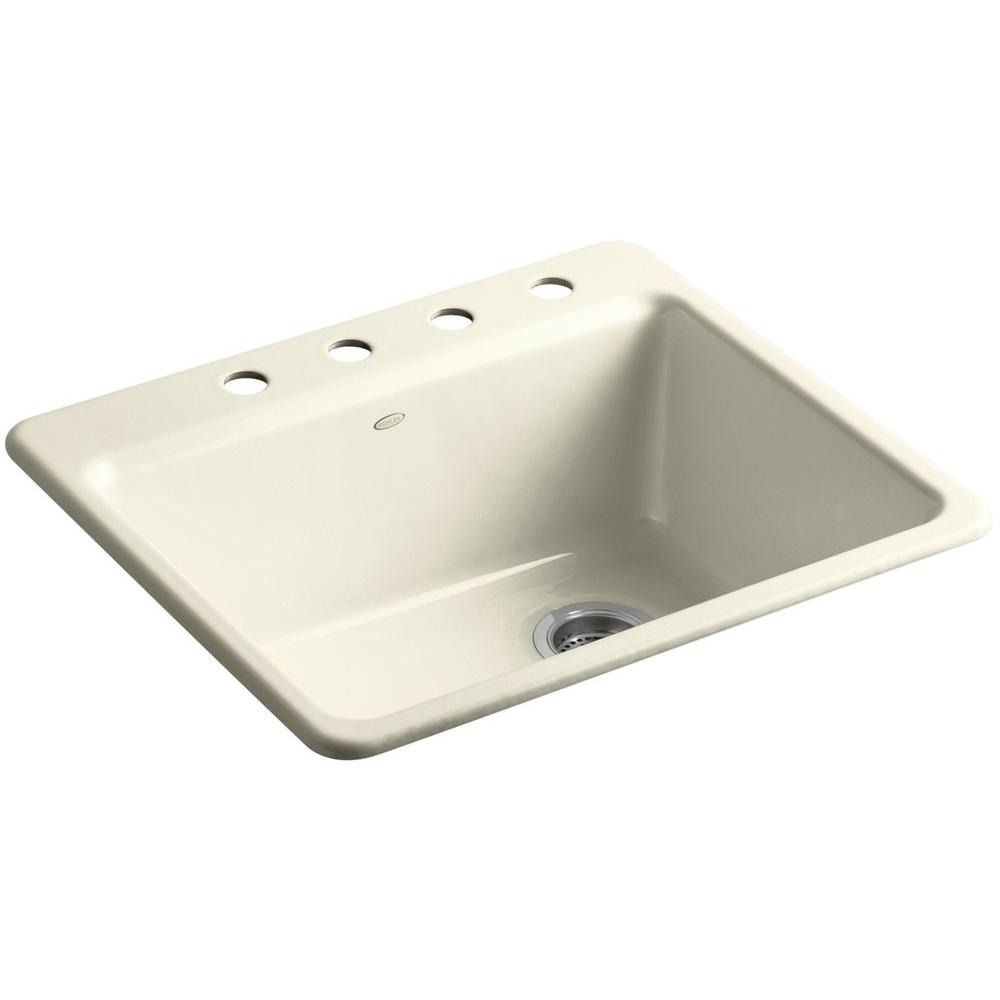 Kohler Riverby Drop In Cast Iron 25 4 Hole Single Bowl Kitchen Kohler Riverby Drop In Cast Iron 25 4 Hole Single Bowl