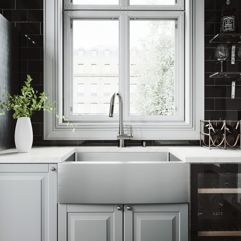 Vigo All In One Farmhouse A Front Stainless Steel 30 Single Bowl Kitchen Sink Pull Down Faucet
