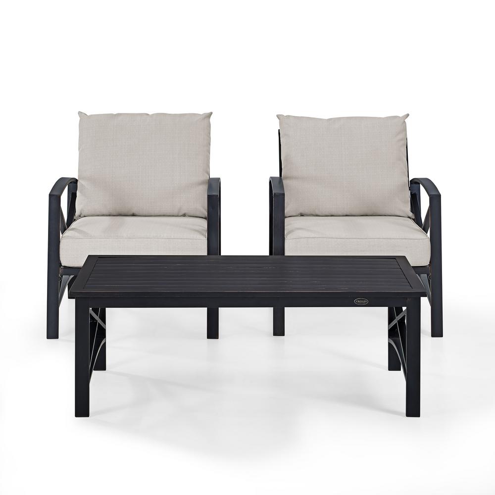 Kaplan 3 Piece Metal Patio Outdoor Seating Set With Oatmeal Cushion Kaplan 3 Piece Metal Patio Outdoor Seating Set With Oatmeal Cushion 2 Chairs Coffee Table Ko60012bz Ol The Home Depot