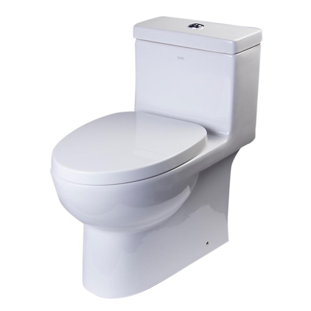 EAGO 1-Piece 1.1/1.6 GPF Dual Flush Elongated Toilet in White-TB359 ...