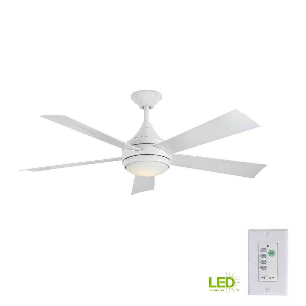 Home Decorators Collection Hanlon 52 In Led Indoor Outdoor Home Decorators Collection Hanlon 52 In Led Indoor Outdoor Stainless Steel White Ceiling Fan