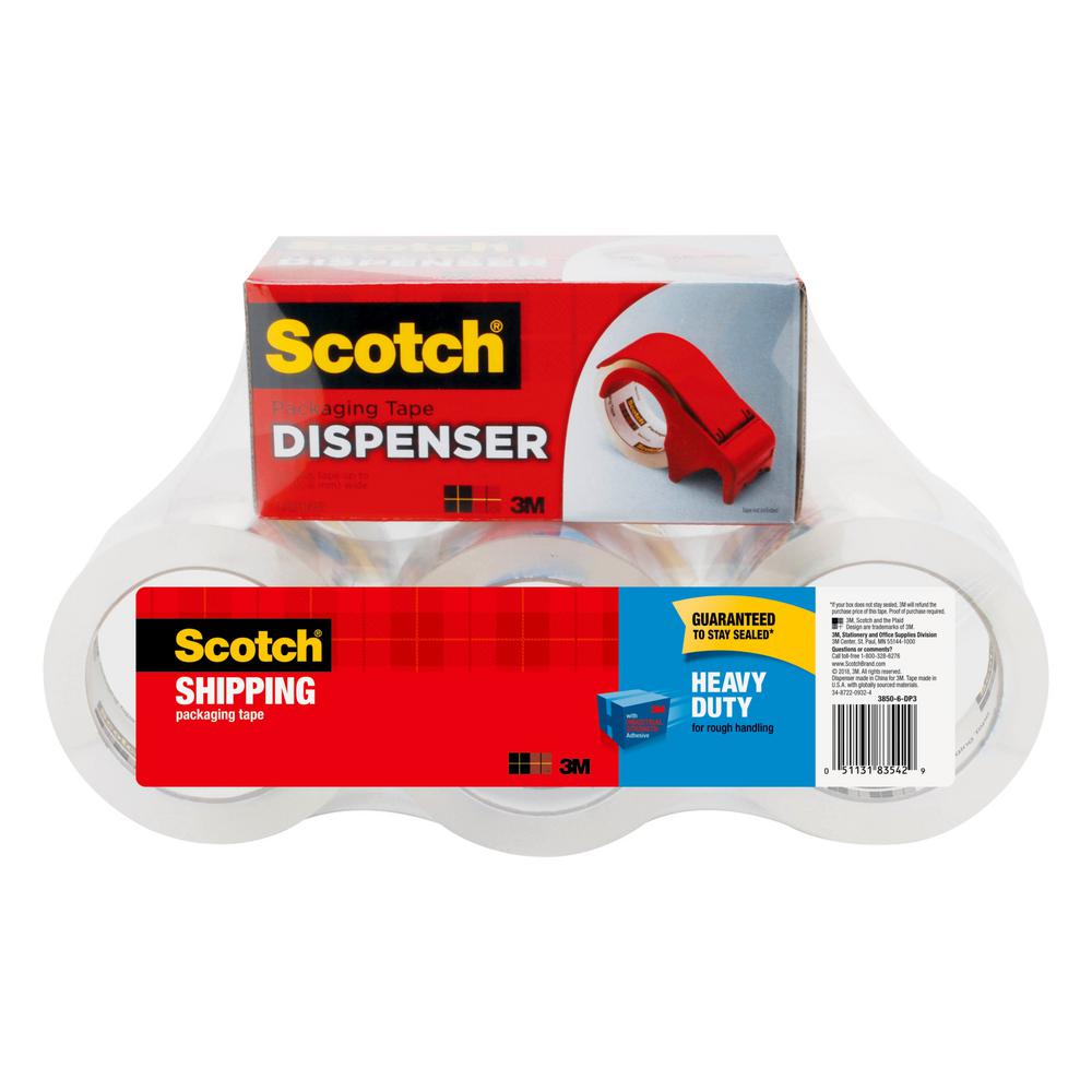 3M 1.88 in. x 54.6 yds. Scotch Heavy Duty Shipping Packaging Tape, (6