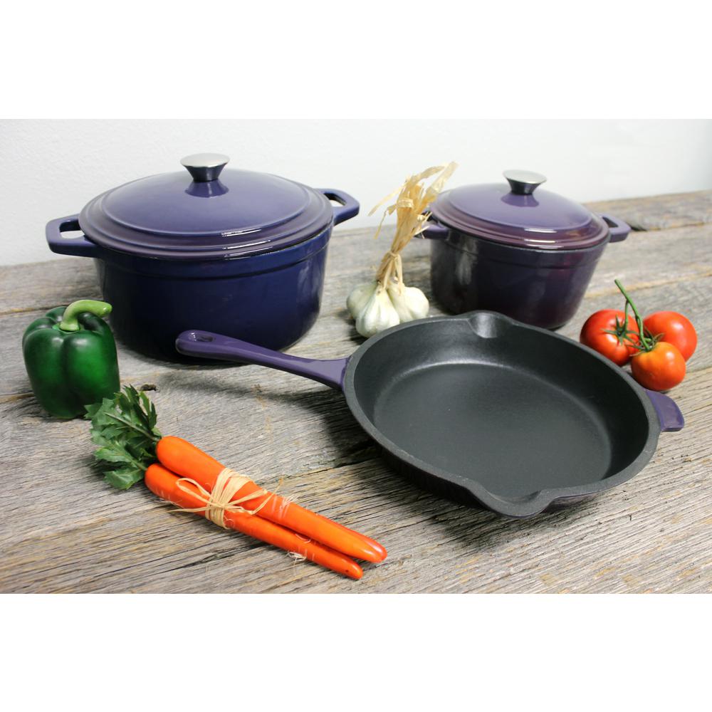 BergHOFF Neo 5Piece Purple Cast Iron Cookware Set with Lids 2212029 The Home Depot