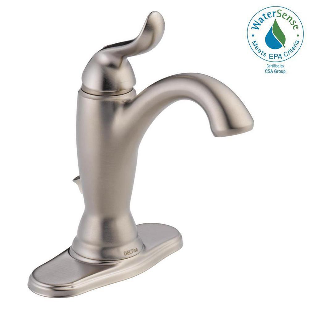 Delta Linden Single Hole SingleHandle Bathroom Faucet with Metal Drain