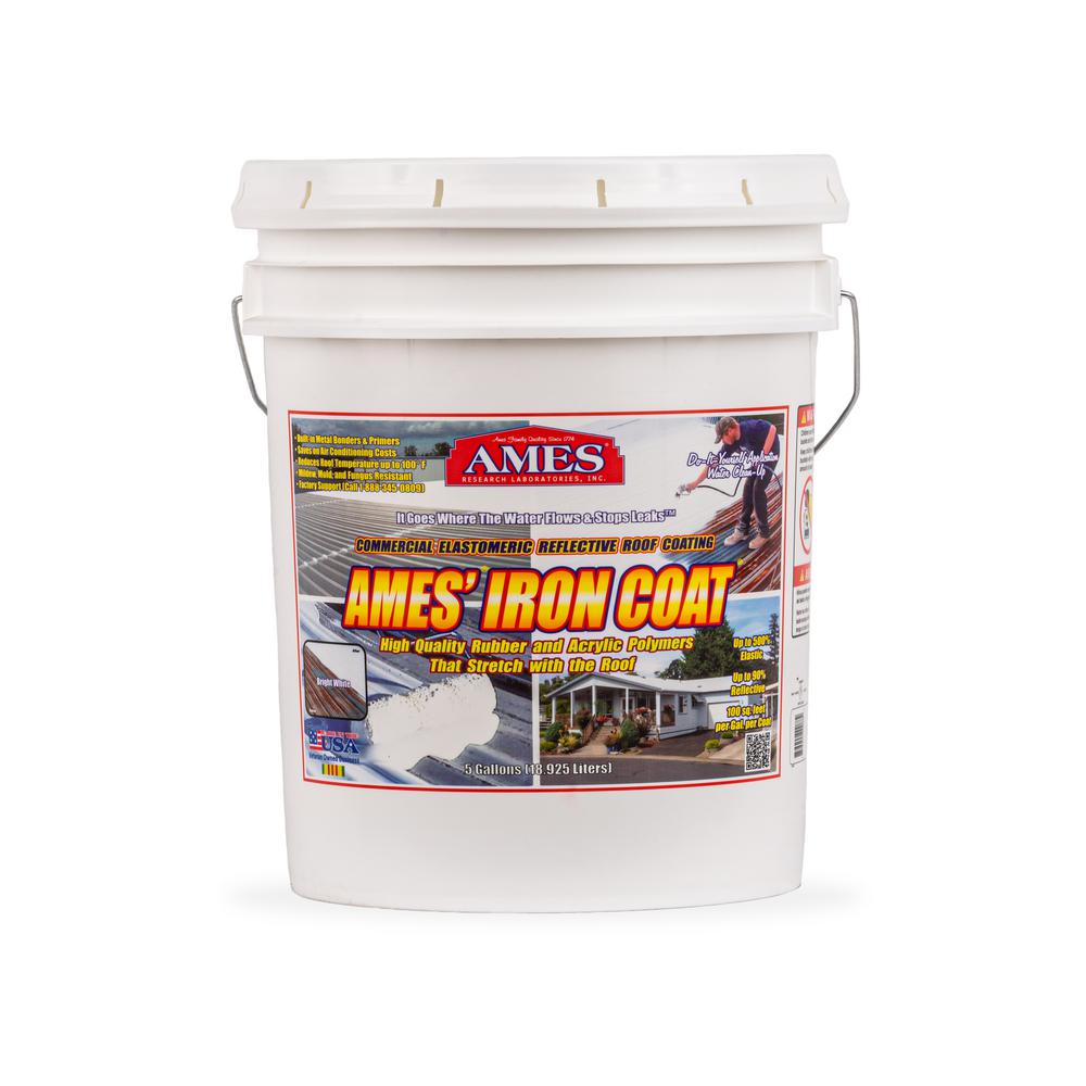 Ames 5 Gal White Iron Coat Superior Metal Reflective Roof Coating Ic5 The Home Depot