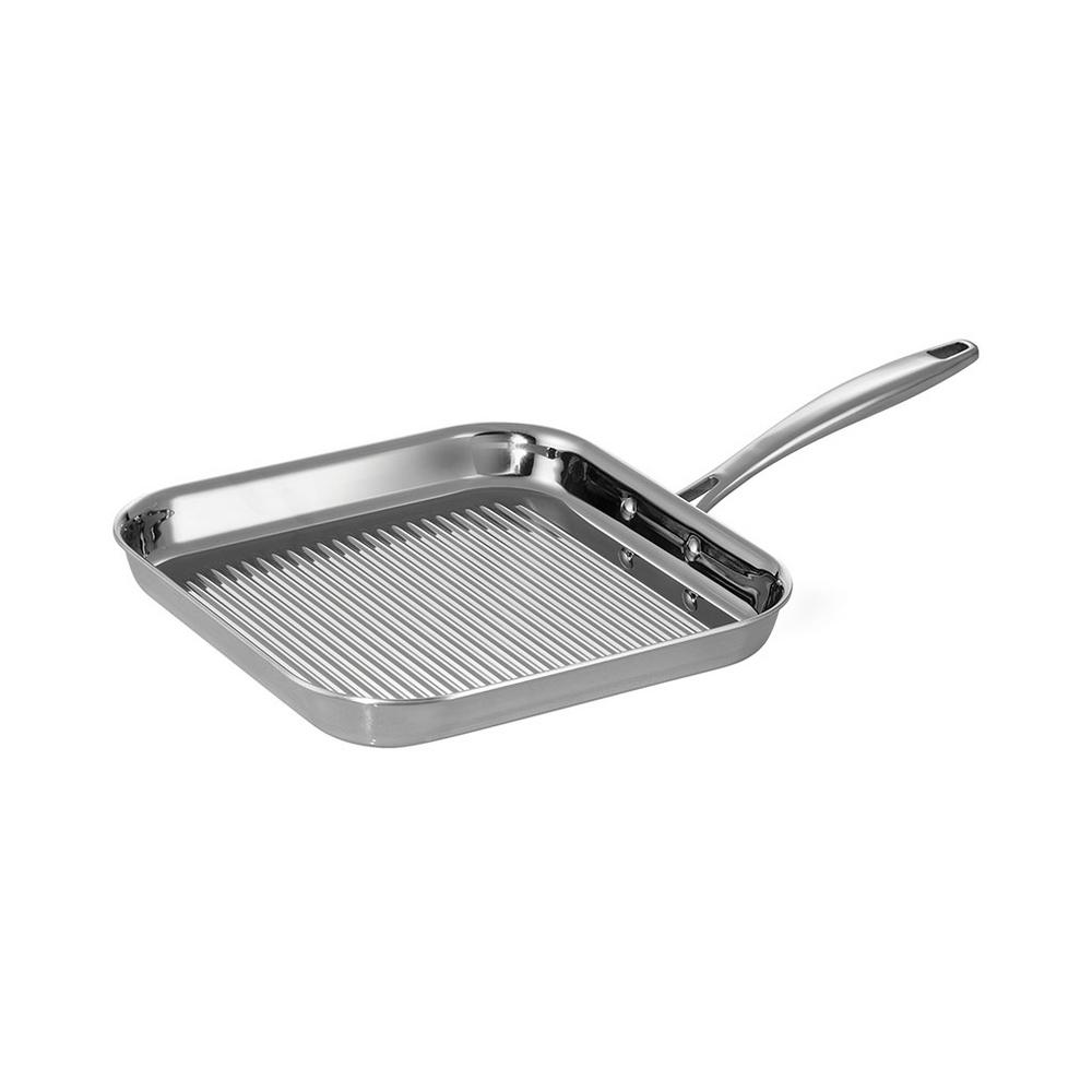 Tramontina Gourmet TriPly Clad 11 in. Square Grill Pan in Stainless