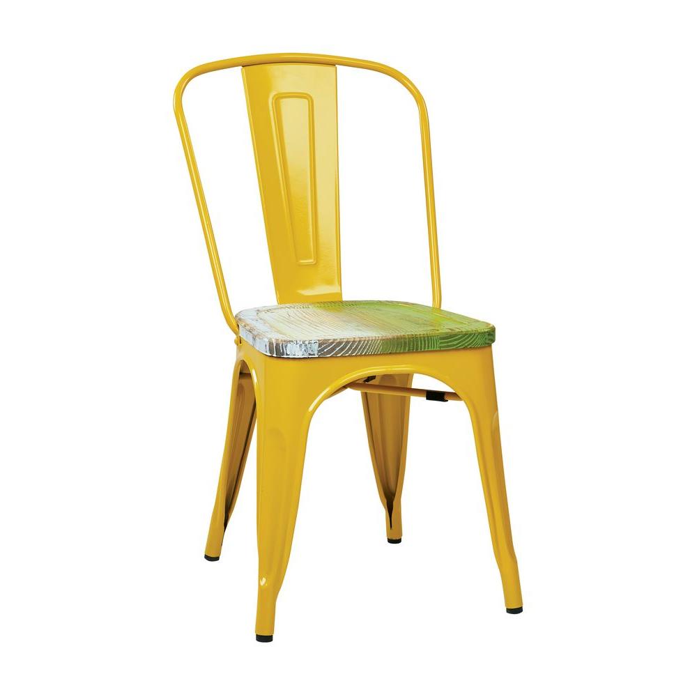 OSP Designs Bristow Yellow And Pine Alice Metal/Wood Side Chair (Set OSP Designs Bristow Yellow and Pine Alice Metal/Wood Side Chair (Set of 4)-BRW2910A4-C307 - The Home Depot - OSP Designs Bristow Yellow And Pine Alice Metal/Wood Side Chair (Set