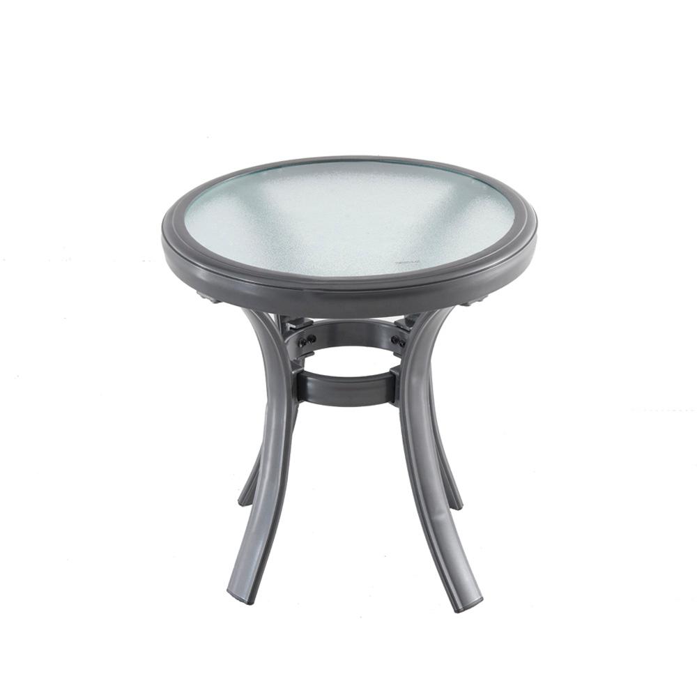 Hampton Bay Commercial Grade Aluminum Gray Outdoor Side Table