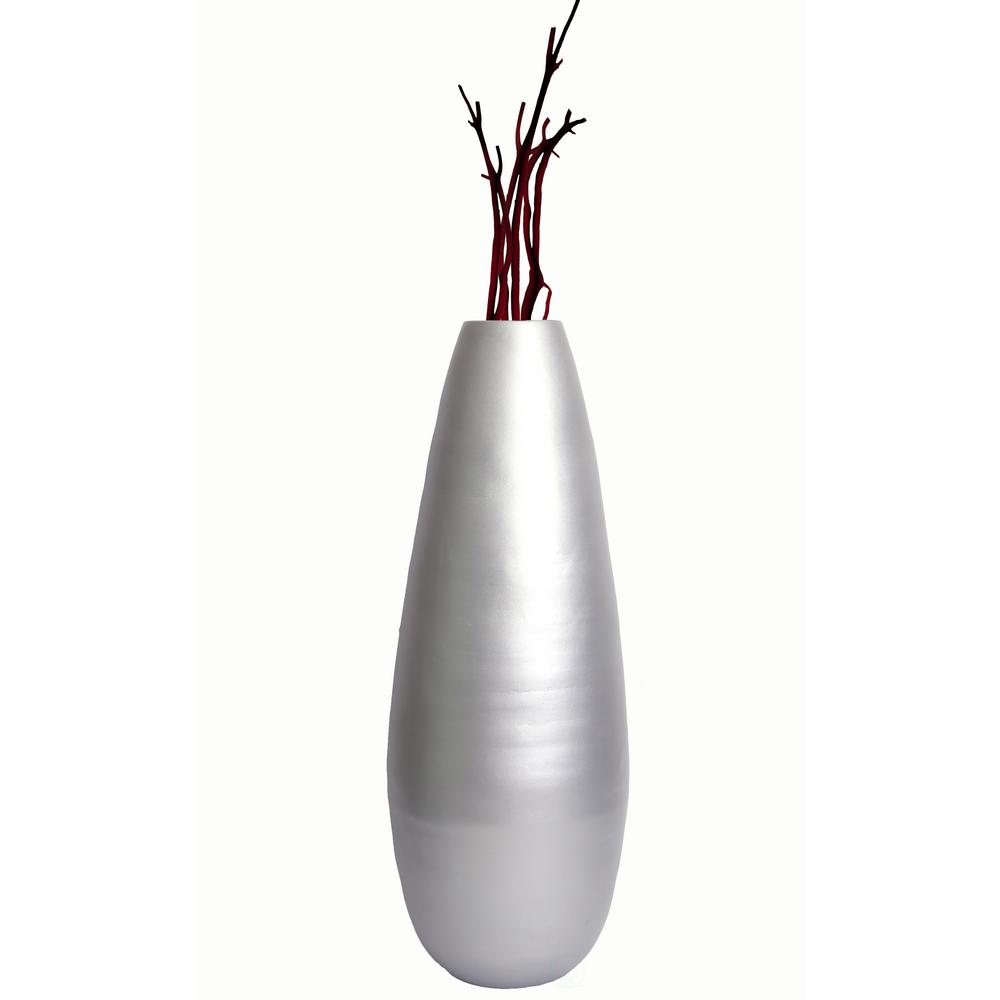 Uniquewise 31 5 In Silver Spun Bamboo Modern Tall Floor Metallic