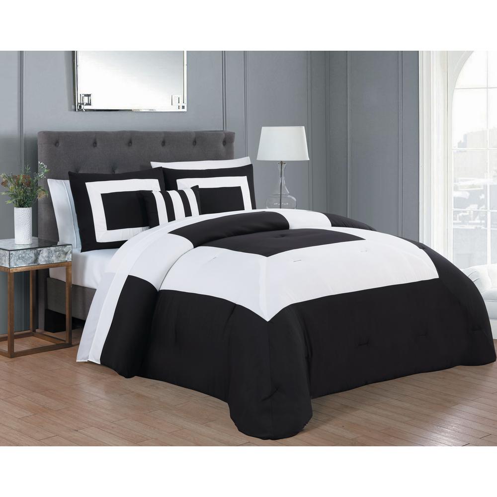 Truly Soft Everyday Hotel Border White and Grey 7 Piece King Comforter