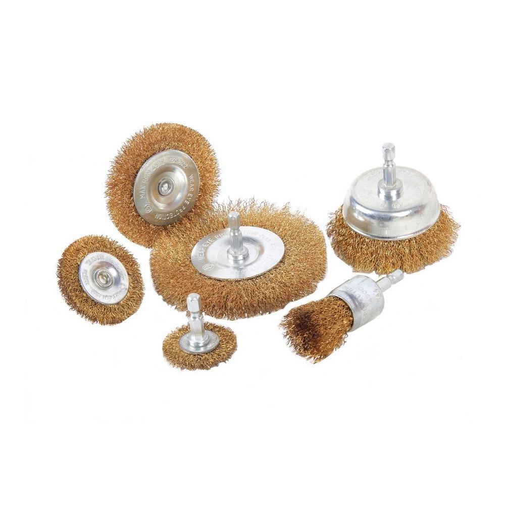 MIBRO 7.15 in. W General Purpose Coarse Wire Wheel and Cup Brush Set (6