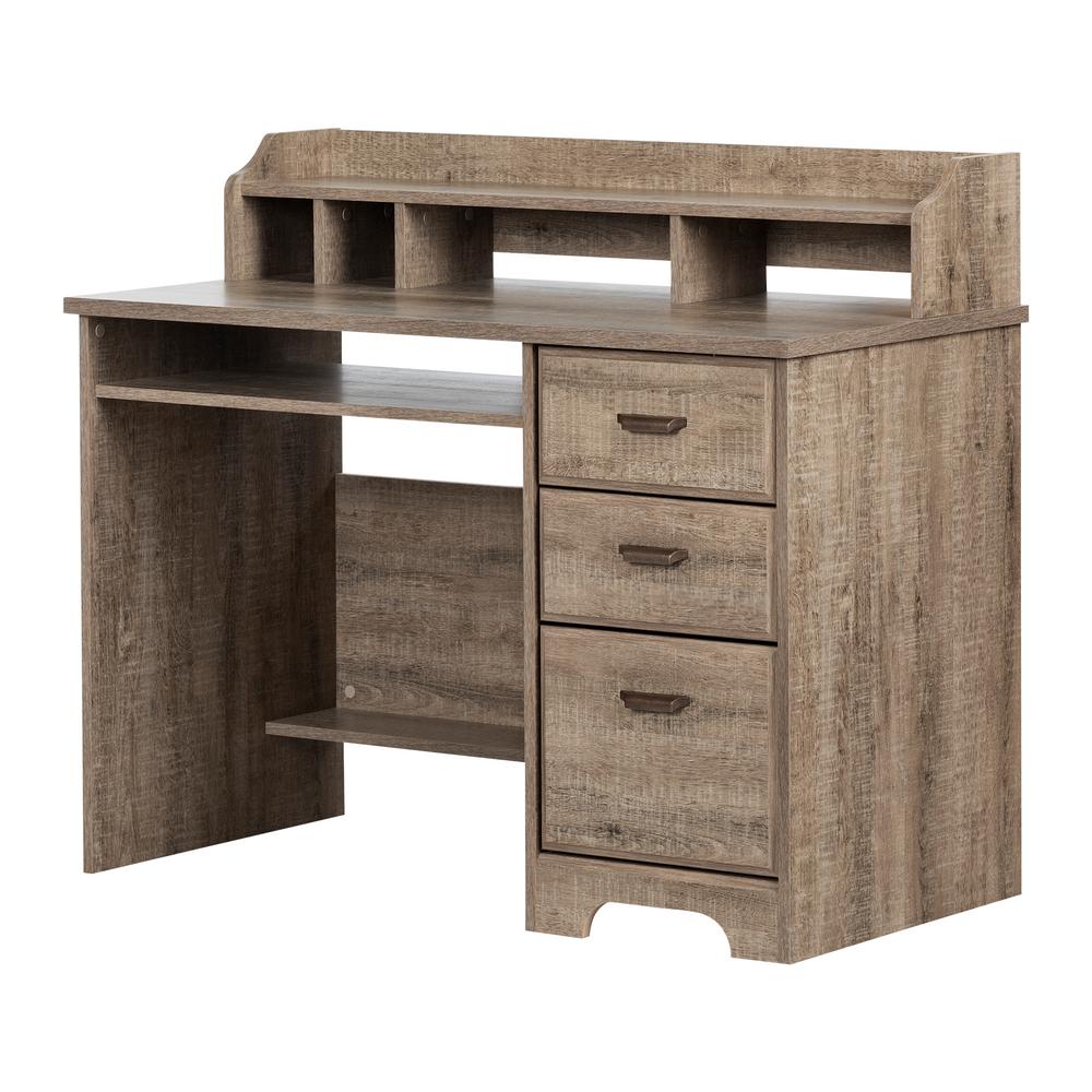 South Shore Versa Weathered Oak Computer Desk With Hutch 12109