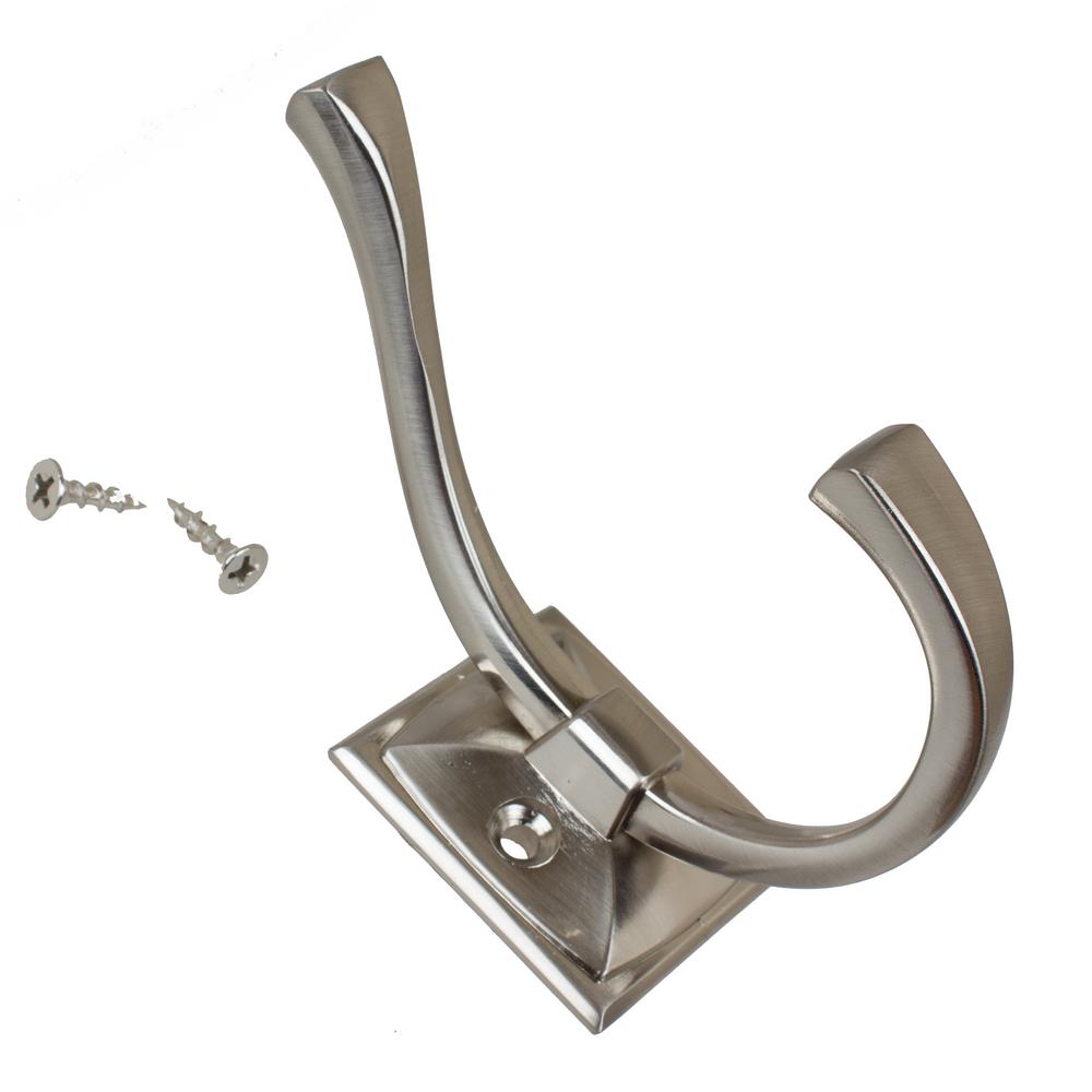 Gliderite 4 1 In Satin Nickel Decorative Flared Double G Coat Satin Nickel Decorative Flared Double G Coat Hooks 10 Pack