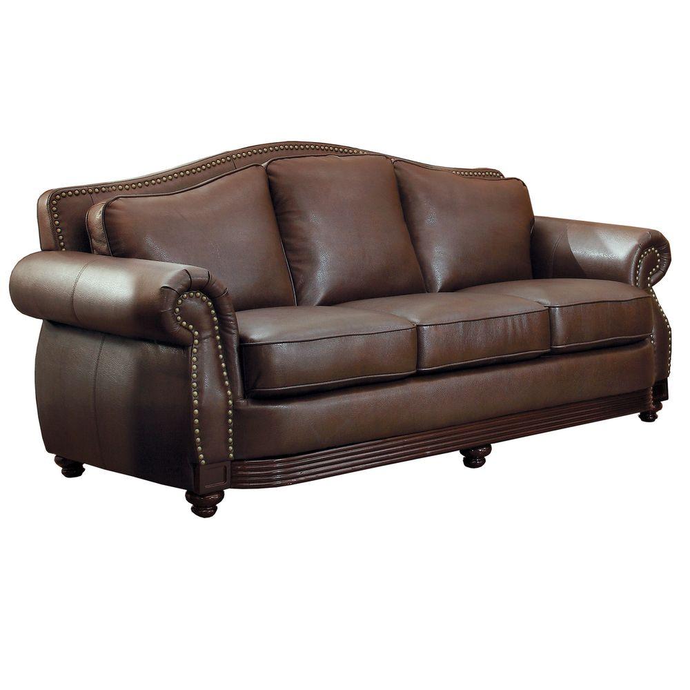 Homesullivan Kelvington Chocolate Leather Sofa 409616brw 3