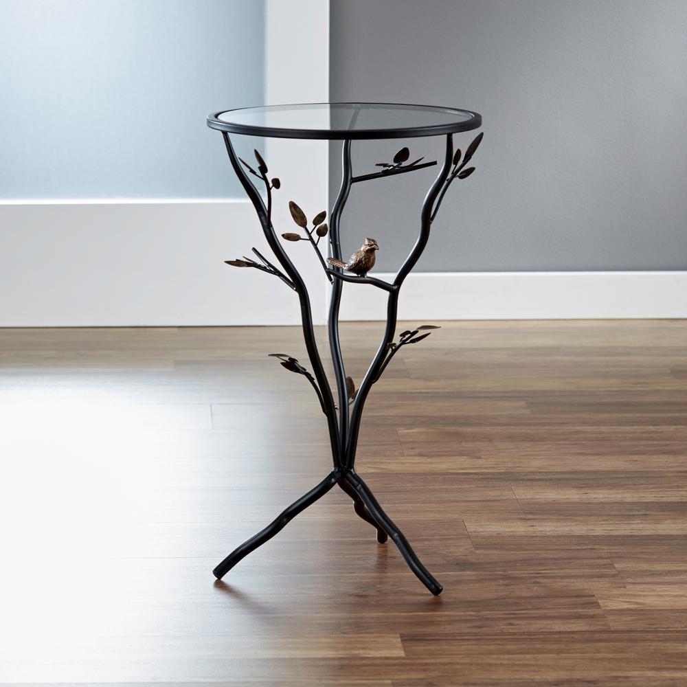 FirsTime 24 in. Antique Bronze Bird and Branches Tripod Side Table
