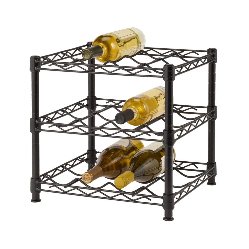 Hdx 12 Bottle Black Floor Wine Rack Hhbfpb 2601 The Home Depot
