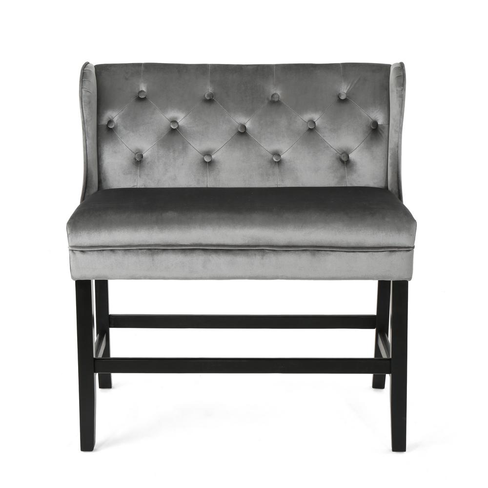 Noble House Paulina 28 In Tufted Back Smoke Velvet 2 Seater Winged Tufted Back Smoke Velvet 2 Seater Winged Loveseat Barstool