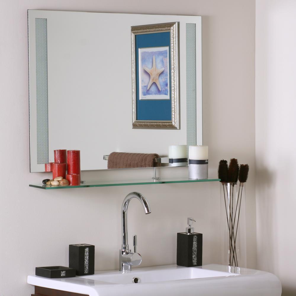 Decor Wonderland 23 6 In X 31 5 Rectangle Frameless Amyrilla Mirror With Shelf Polished Edge Dwsm151 The Home Depot - Decor Wonderland 23 6 In Rectangular Frameless Bathroom Mirror Decor Wonderland 23 6 In X 31 5 Rectangle Frameless Amyrilla Mirror With Shelf Polished Edge Dwsm151 The Home Depot - Decor Wonderland 23 6 In Rectangular Frameless Bathroom Mirror