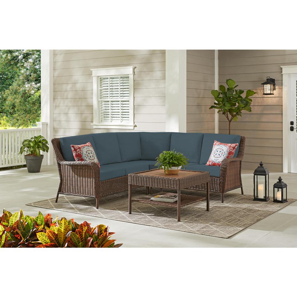 Hampton Bay Cambridge 4 Piece Brown Wicker Outdoor Patio Sectional Brown Wicker Outdoor Patio Sectional