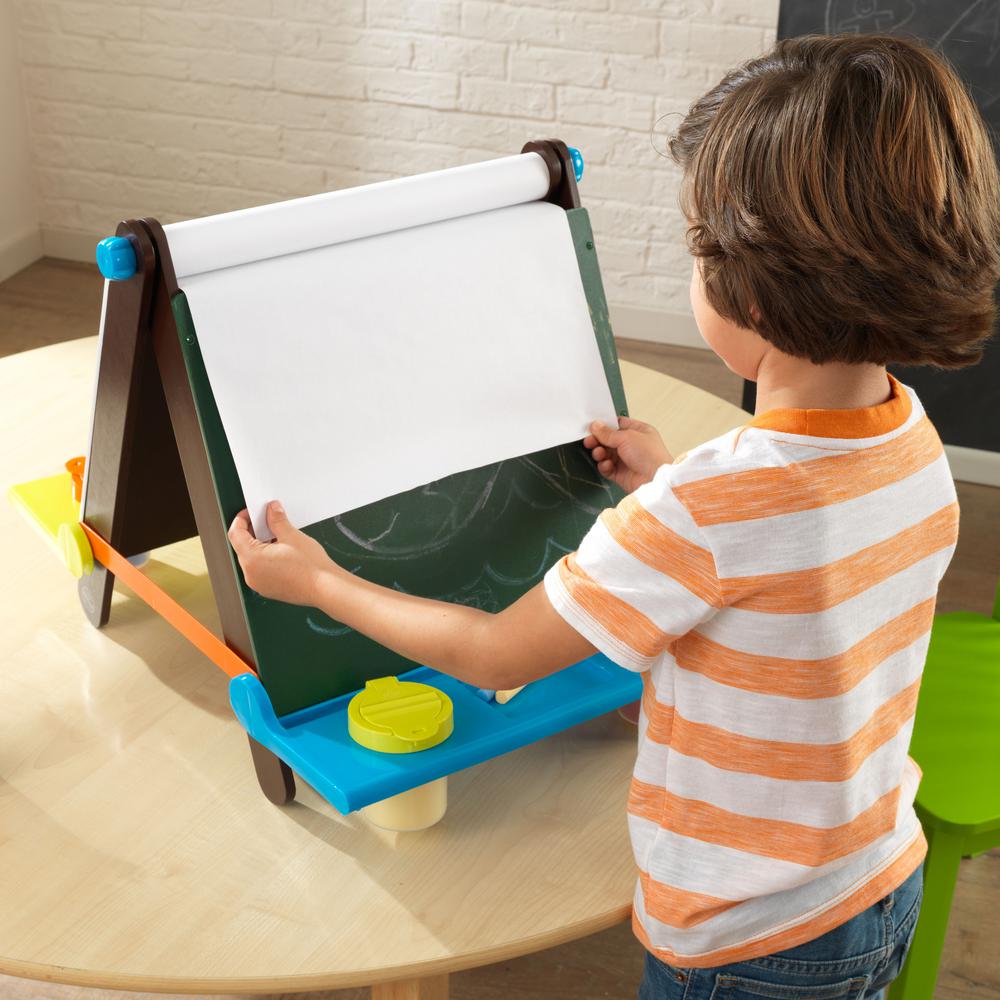 Kidkraft Tabletop Easel In Espresso With Bright S 62045 The Home