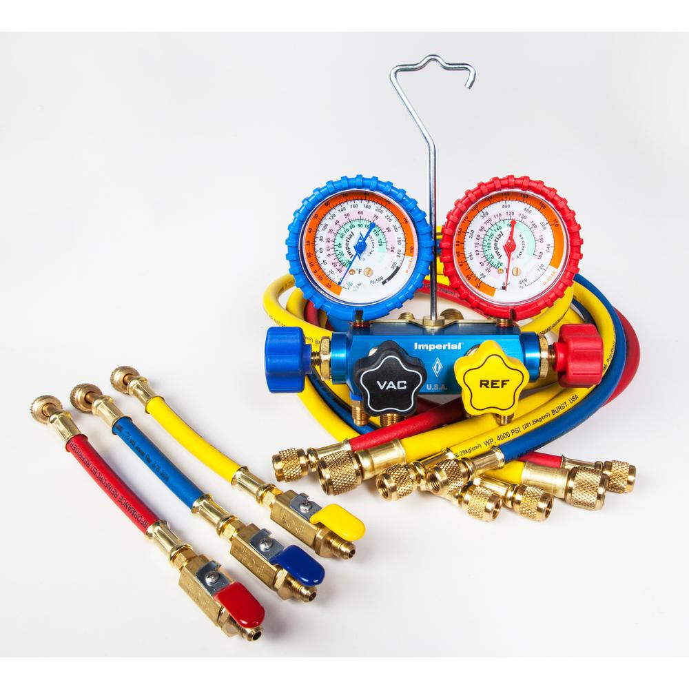 Imperial 4-Valve 4000 PSI Manifold with (3x) 5 ft. L Hoses with Low Loss Ball... by Imperial