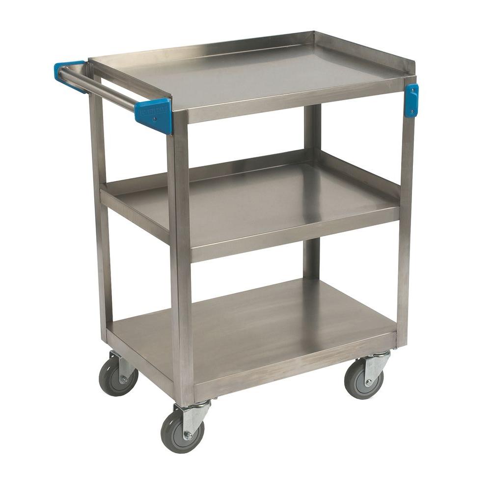 Luxor SEC111-G 24 x 18 Plastic Utility Tub Cart Three Shelf Gray