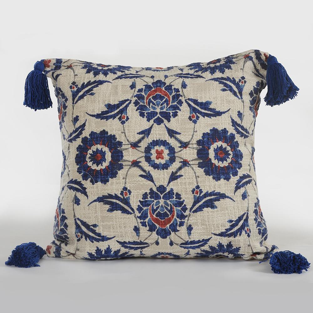 navy and beige pillows