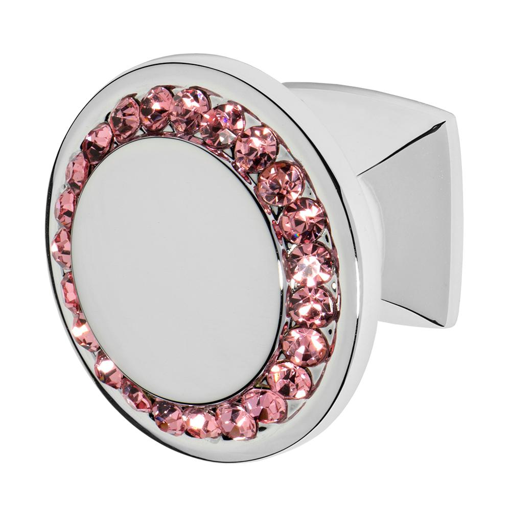 Wisdom Stone Isabel 11/4 in. Chrome with Pink Crystal Knob