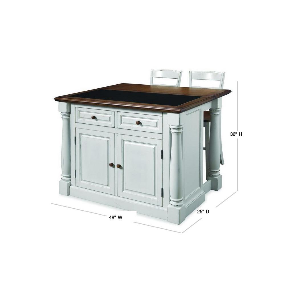 HOMESTYLES Monarch White Kitchen Island With Seating 5021 948 