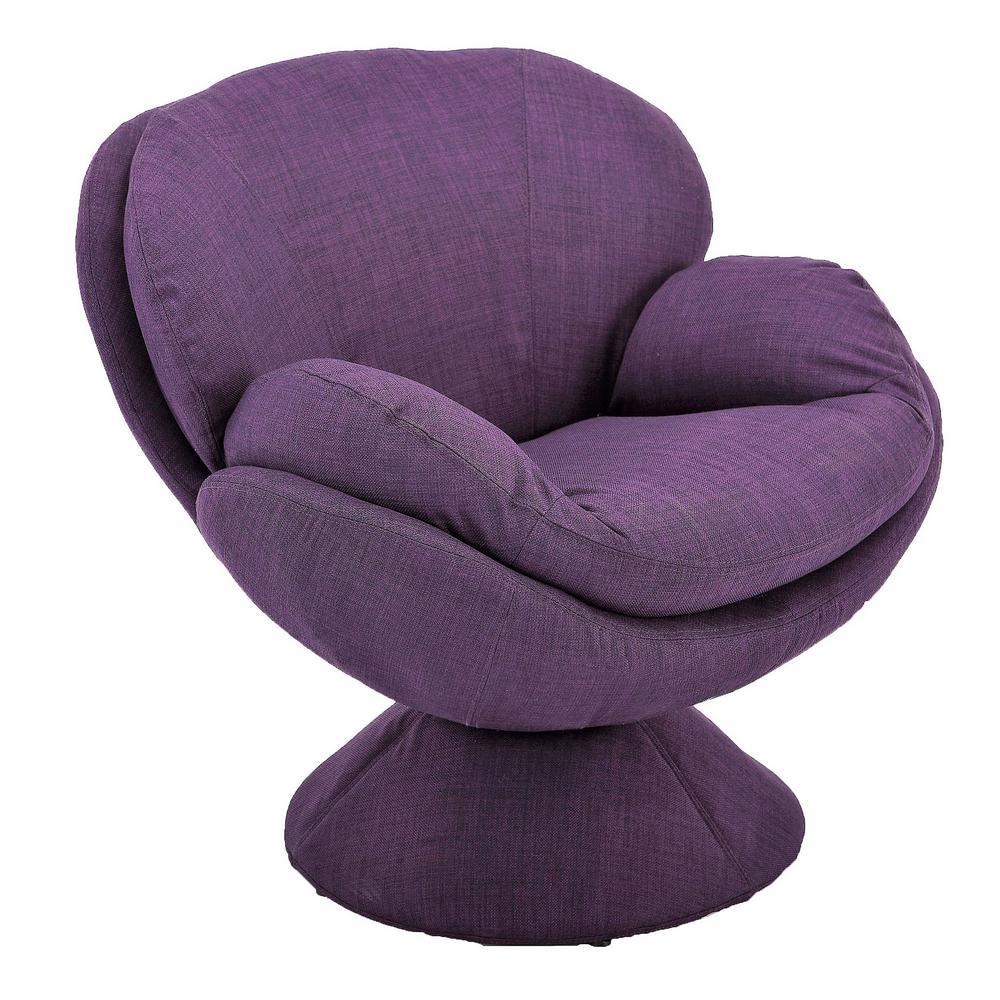 New Ridge Home Goods Comfy Purple Upholstered Swivel Scoop Chair4210