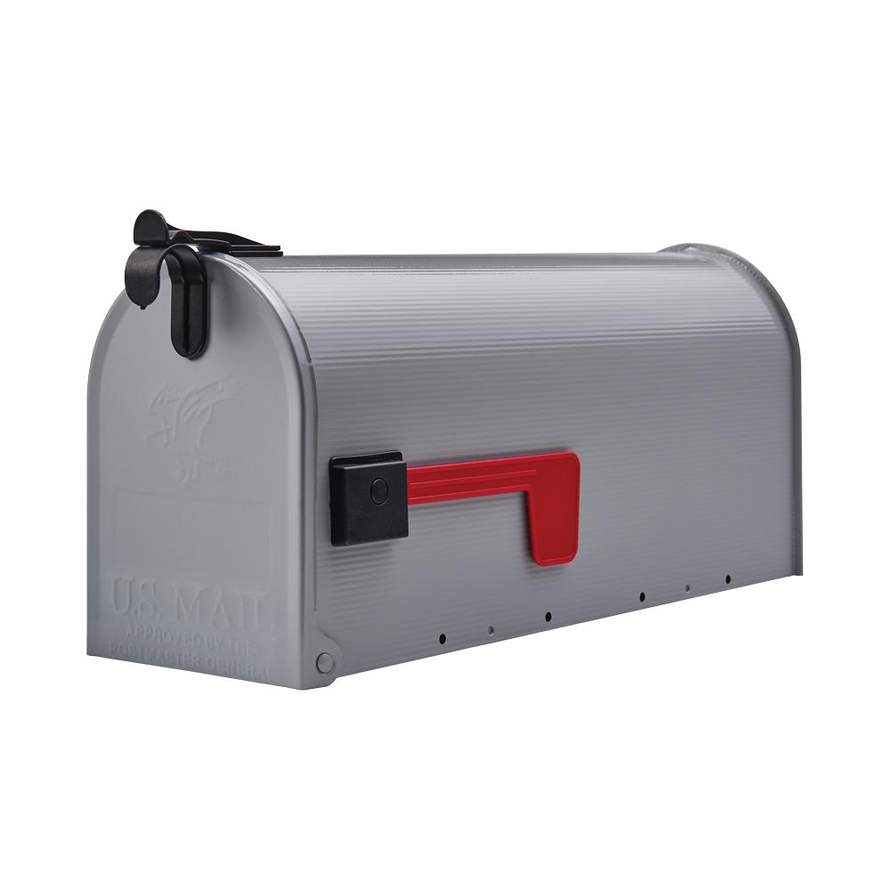 Gibraltar Mailboxes Standard Steel Ribbed PostMount Mailbox in Grey