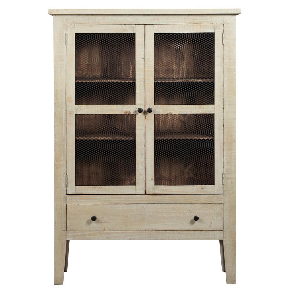 Progressive Furniture Isabella Washed Linen Pine Display Cabinet