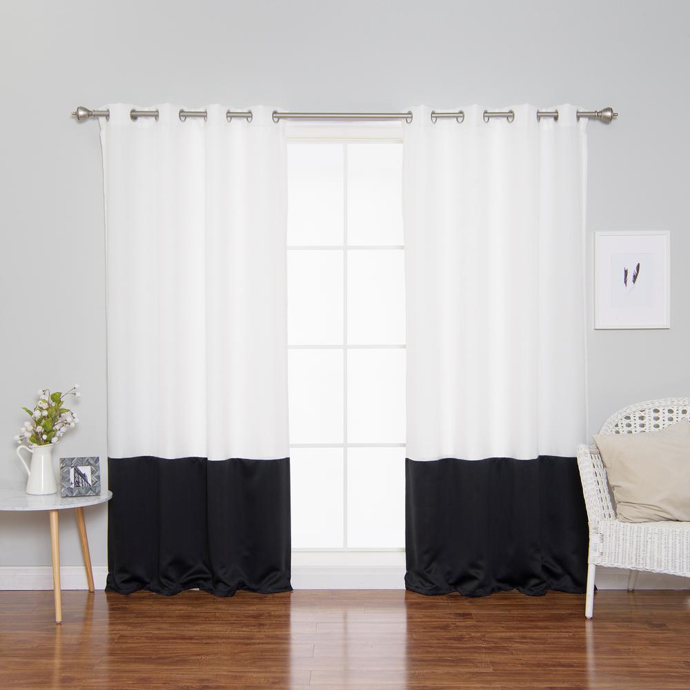 Best Home Fashion 84 In L Polyester Oxford Black Colorblock L Polyester Oxford Black Colorblock Curtains In White 2 Pack