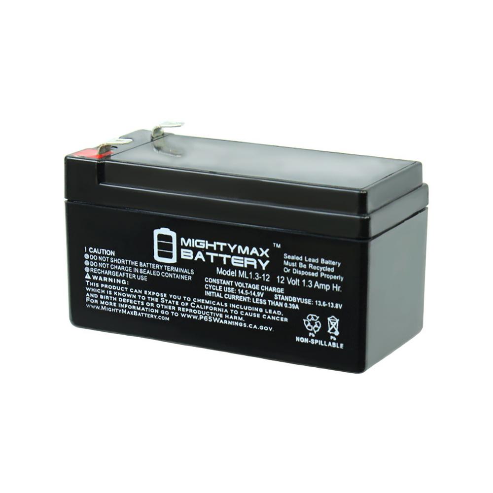 MIGHTY MAX BATTERY 12Volt 1.3 Ah Rechargeable F1 Terminal Sealed Lead Acid (SLA) BatteryML1.3