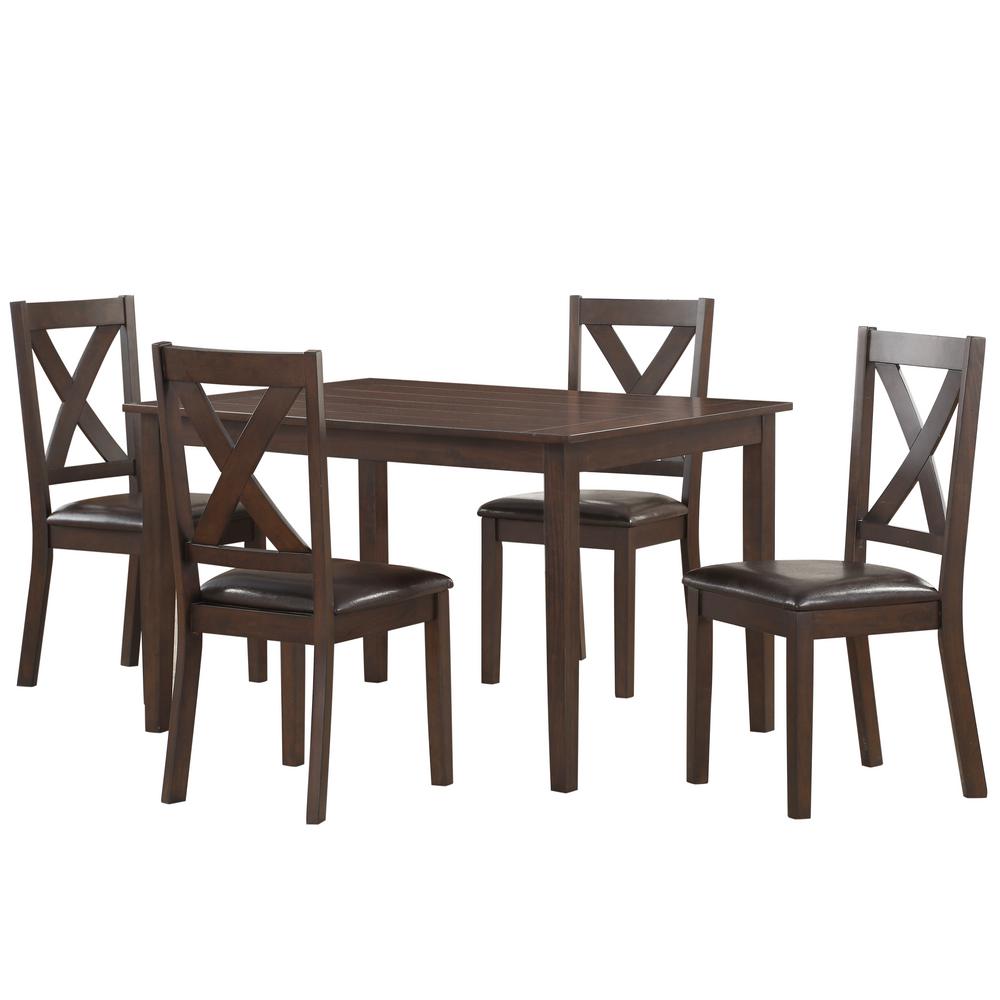 Traditional Style Dark Brown Dining Set-DS-D186-130 - The Home Depot