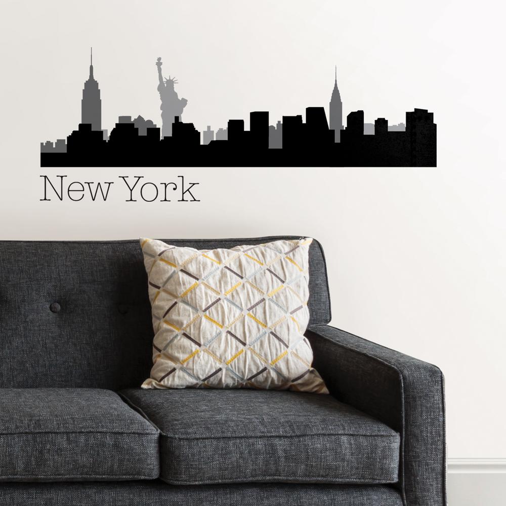 WallPOPs New York Black Cityscape  Wall Art  Kit DWPK2568 