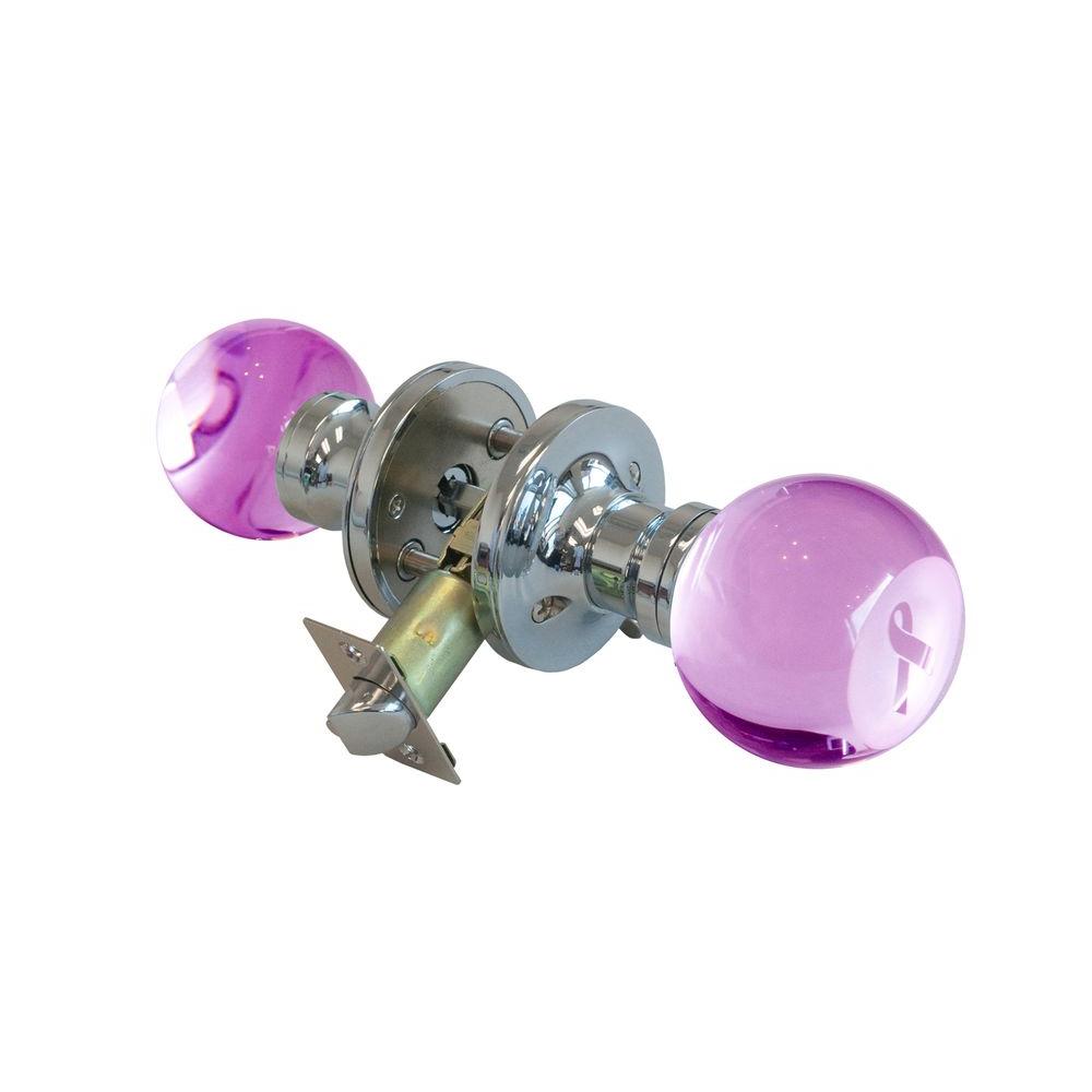 Krystal Touch of NY Pink Ribbon Crystal Chrome Privacy Door Knob with