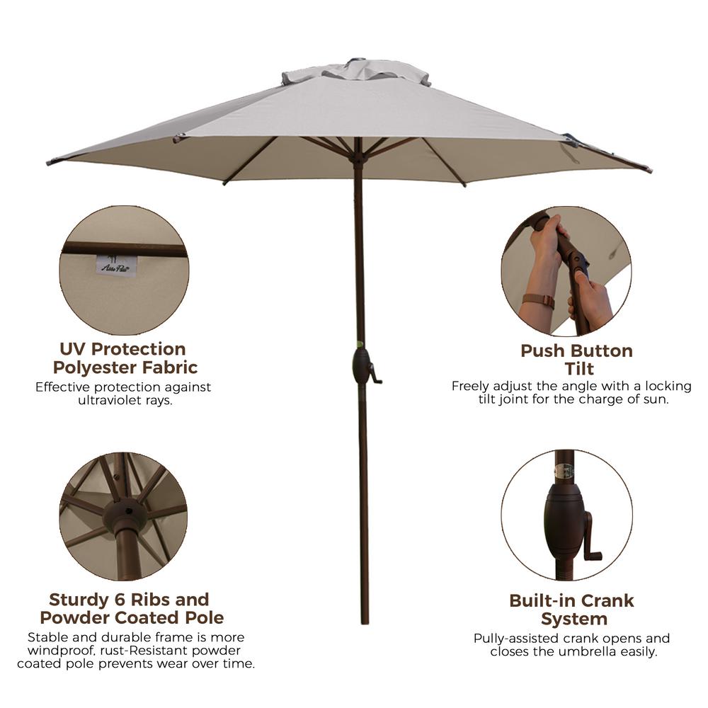 Abba Patio 9 Ft Market Outdoor Patio Umbrella With Push Button Tilt And Crank In Beige Ap9386ctb The Home Depot