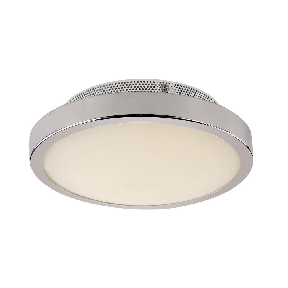 40-Watt Polished Chrome Integrated LED Flushmount with Frosted Glass ...