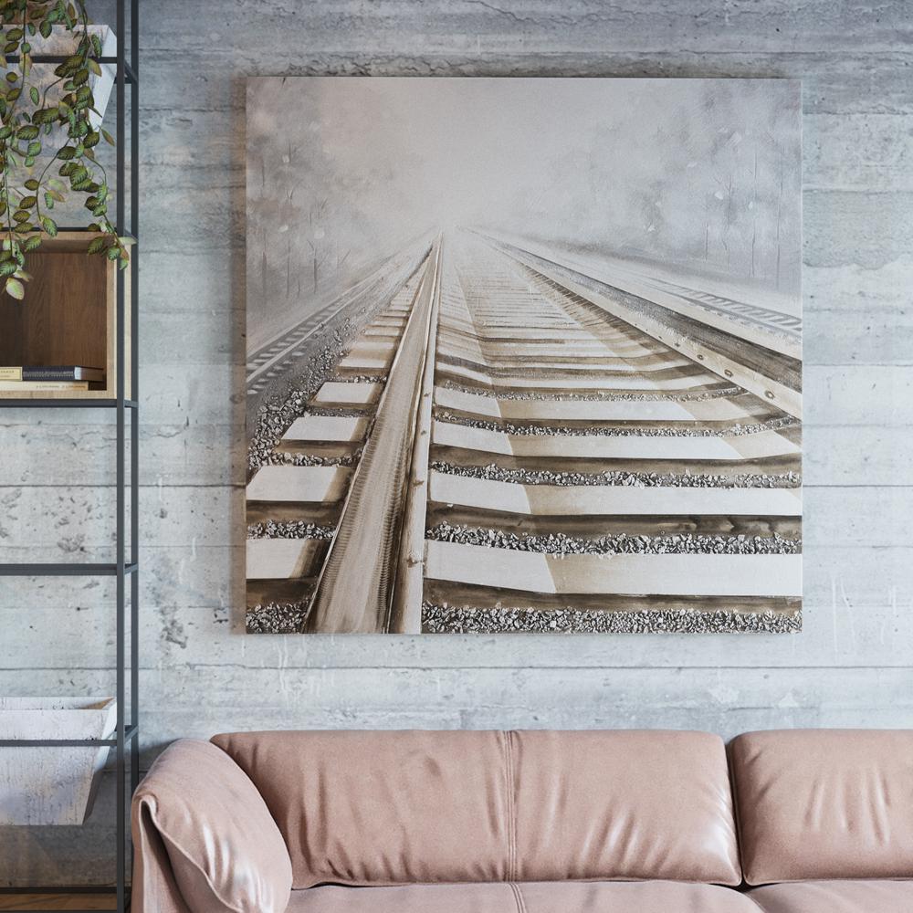 Yosemite Home Deor 47 in. x 47. in "Vanishing into the Distance II" Hand Painted Canvas Wall Art