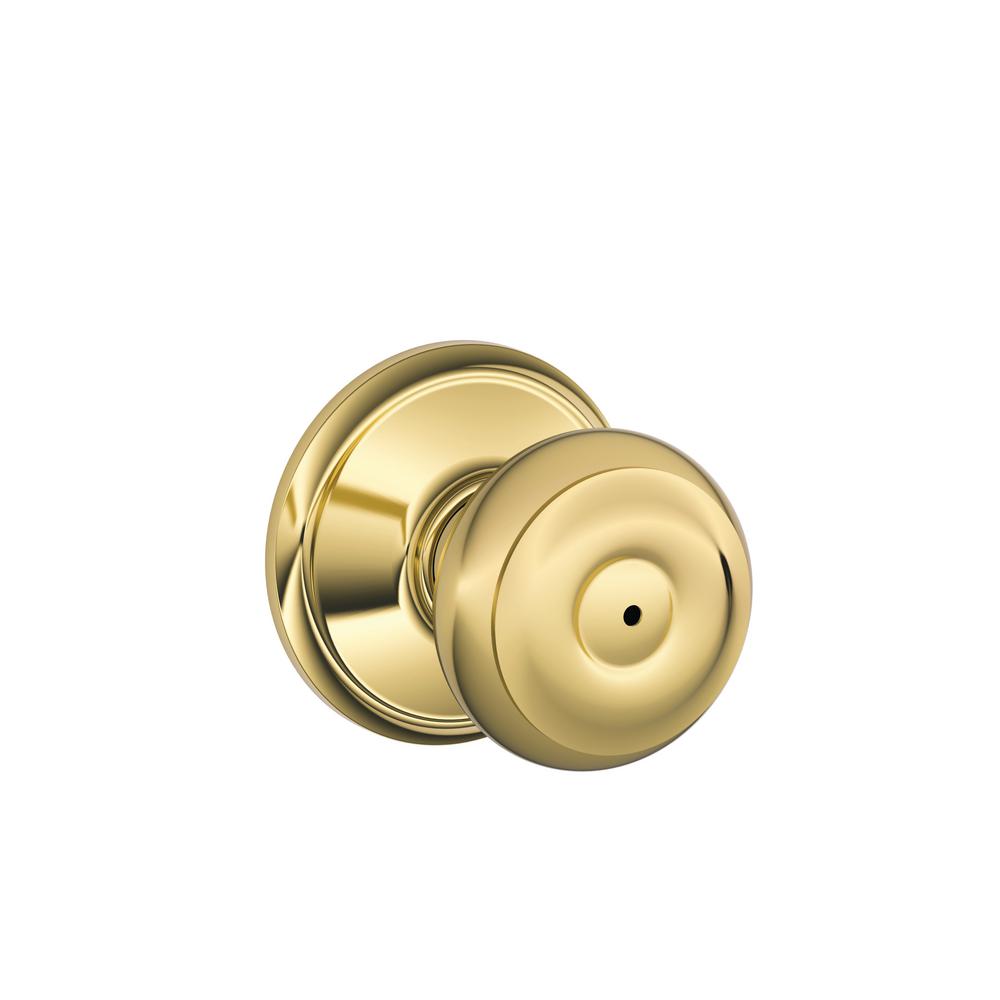 Schlage Georgian Bright Brass Bright Chrome Privacy Bed Bath Door Knob